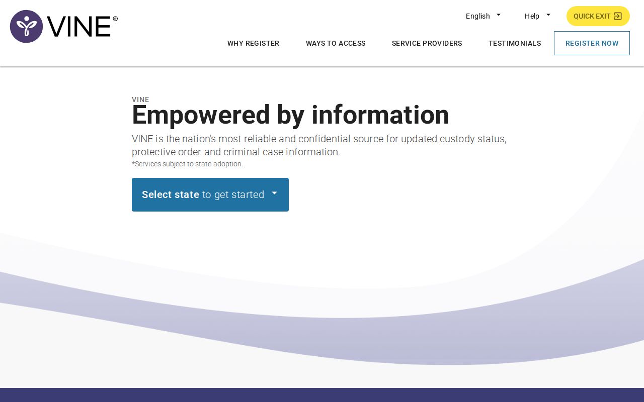 VINELink Idaho custody search and alert registration interface